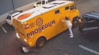 Rmored cash truck backs into two women in Chile