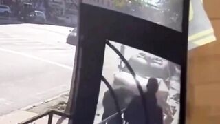 Police Officer is Distracted Enough to Steer into Mother with a Stroller