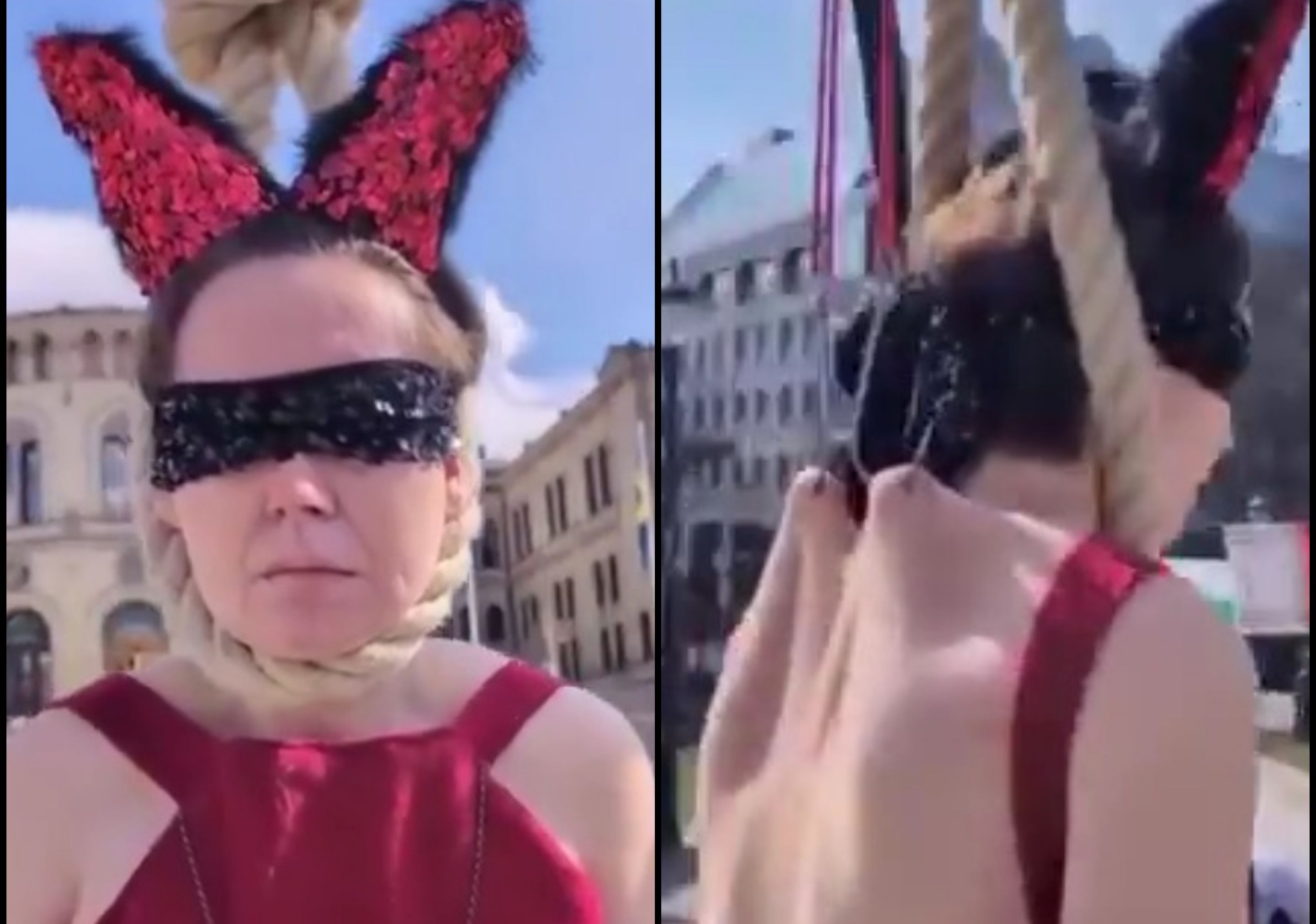 A Norwegian pro-Pal hung herself by HOOKS. In her actual skin.