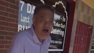 Indian worker pisses in front of his own restaurant in Texas despite having a toilet