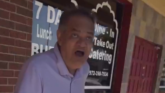 Indian worker pisses in front of his own restaurant in Texas despite having a toilet