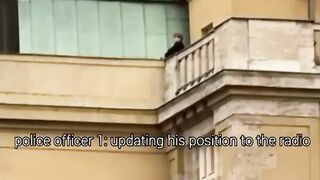 Video Shows Students Running to Ledge and Then a Brave Police Officer Getting Gunman to Shoot at Him to Save the Kids on the Ledge.