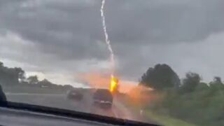 DAMN: Lightening Bolts Striking cars and Causing Explosions on Freeway