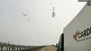 Shock Video shows Helicopter Crash in the Middle of a Highway..