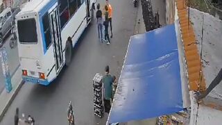 Venezuelan Girl about to get on the Bus does not even see Death Coming (Driver was only 16)