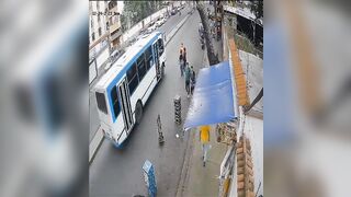 Venezuelan Girl about to get on the Bus does not even see Death Coming (Driver was only 16)