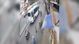 Venezuelan Girl about to get on the Bus does not even see Death Coming (Driver was only 16)