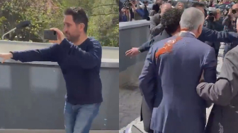 Iranian regime supporter throws paint at Crown Prince Reza Pahlavi in Berlin