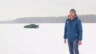 Man showing Off his SuperCar on the Ice pays for his Stupidity