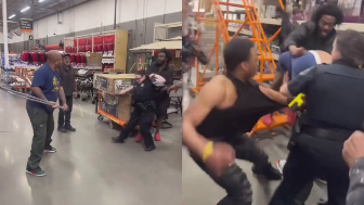 This happened at a Detroit Home Depot last night. Total mayhem.