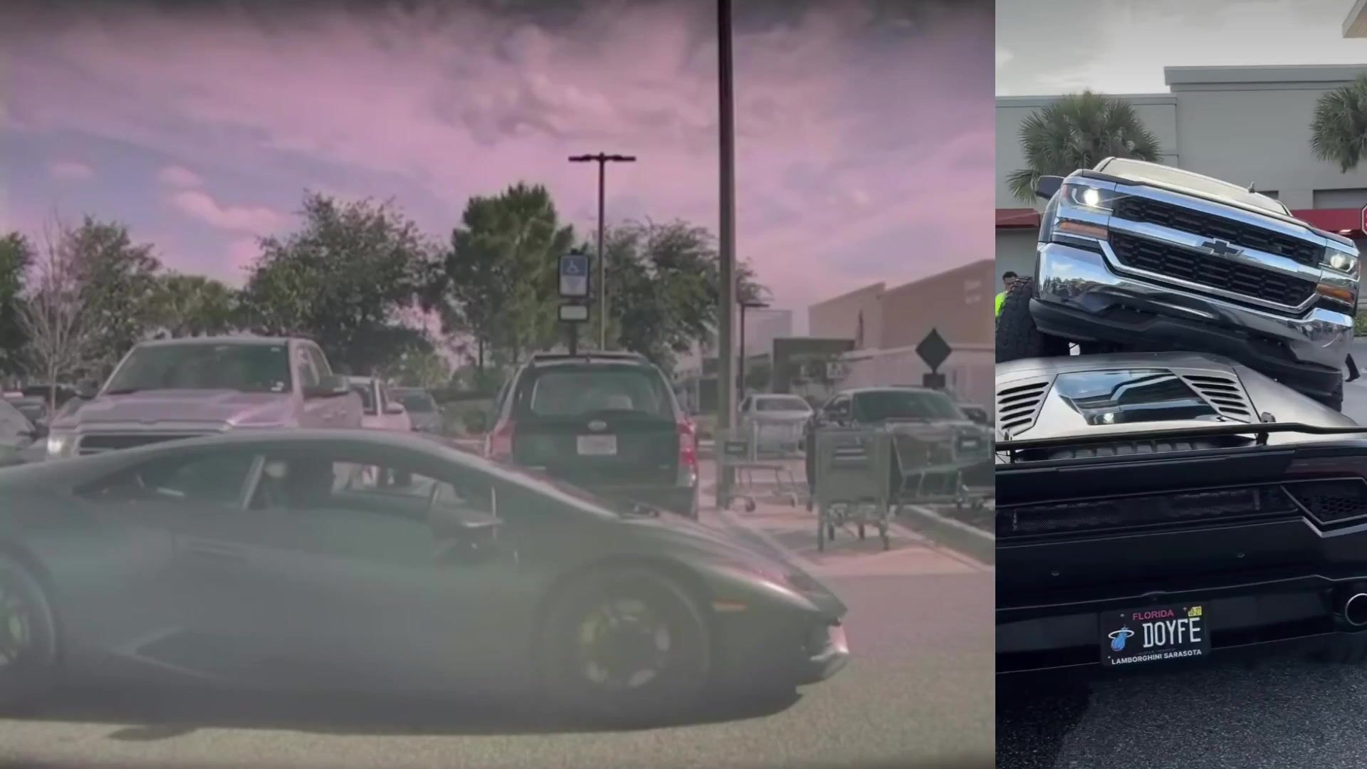 Florida woman drives her lifted truck over a Lamborghini