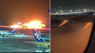 RAW VIDEO: Japan Airline Runway Crash (w/Aftermath and Video from Inside the Plane)