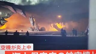 RAW VIDEO: Japan Airline Runway Crash (w/Aftermath and Video from Inside the Plane)