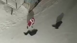Santa Caught on Camera Beating someone in Between Delivering Gifts