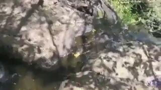 Girl stands too Close to the Edge of a Waterfall and Finds Out