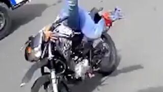 Motorcyclist gets Foot Ripped off in Accident...Watch Slow Motion