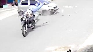 Motorcyclist gets Foot Ripped off in Accident...Watch Slow Motion