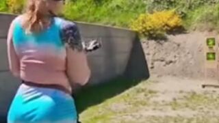 2023 Recoil Compilation of Big Butt Jiggling as She Fires, Loves High Powered Weapons