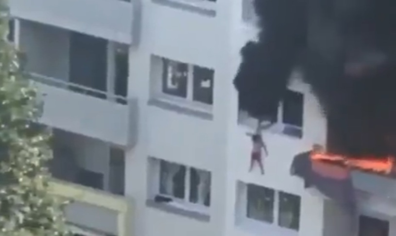 Two boys, ages 10 and 3–jumped 30 feet from a building, France. Two of the six adults who caught them broke their arms.