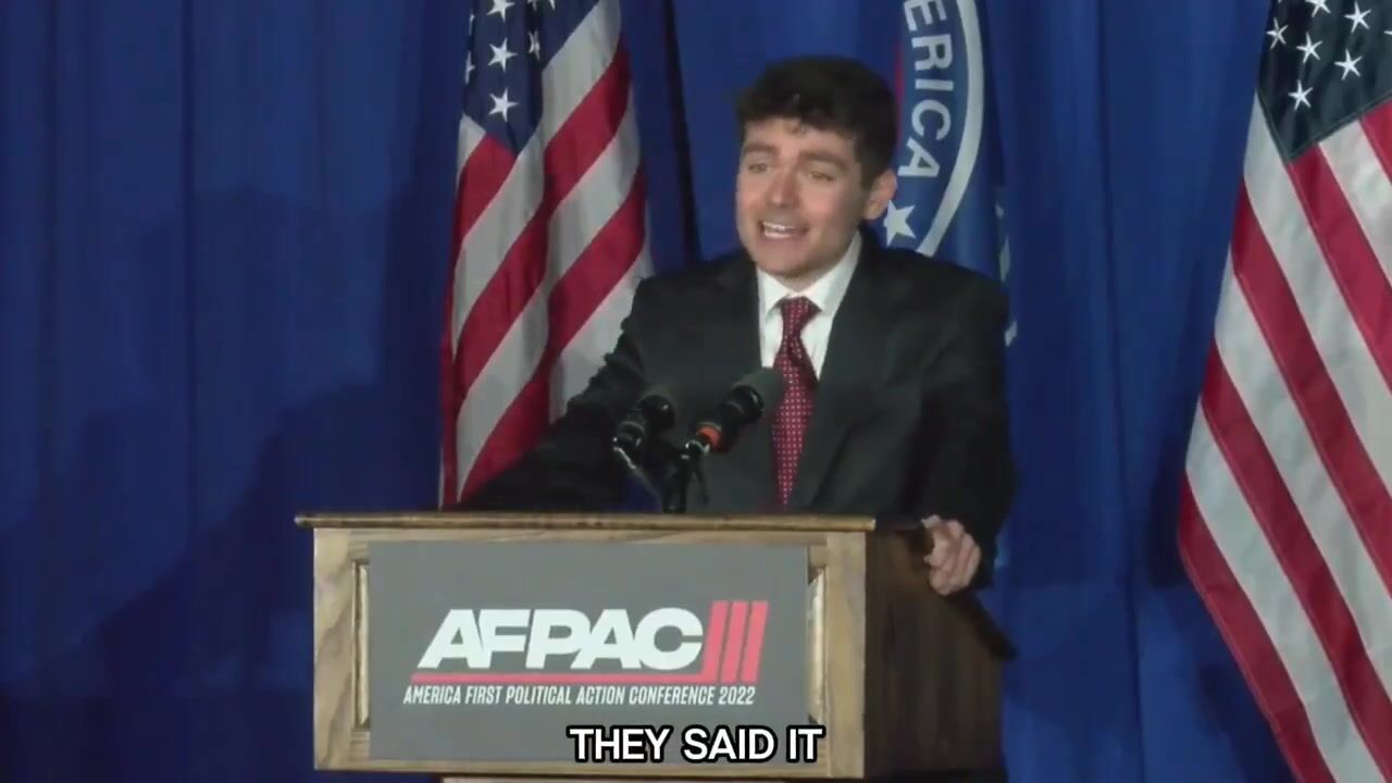 Nicm Fuentes at the America First Dinner.... "We don't need Fox News, Turning Point USA. We have Almighty God on our side"