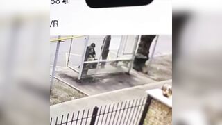 Tough Guy beats an Elderly Woman to near Death at the Bus Stop
