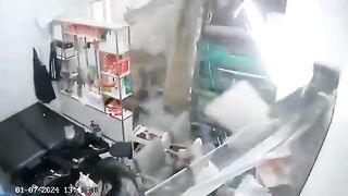 Ladies Relaxing at Salon in Vietnam Crushed by Truck who Hit a Motorcycle in the Street