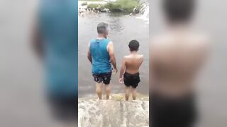 Father Jumps into Lake with Son, but Breaks his Neck Gone Horribly Wrong