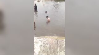 Father Jumps into Lake with Son, but Breaks his Neck Gone Horribly Wrong