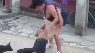 Dirty Fighting Woman Beats the Snot out of Smaller Girl