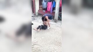 Dirty Fighting Woman Beats the Snot out of Smaller Girl