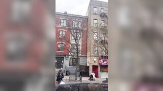 End of Life Jump shows Woman Land on the Concrete Steps (NYC)