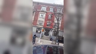 End of Life Jump shows Woman Land on the Concrete Steps (NYC)