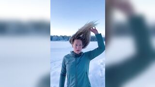 What -30 Degrees does to a Girl's Hair..Watch