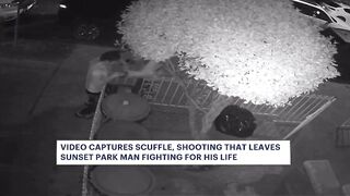ALERT: Security footage shows a man fighting with a robber before being shot