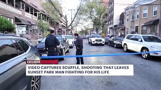 ALERT: Security footage shows a man fighting with a robber before being shot