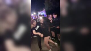 Girl with Big Booty and Short Shorts Twerks Mid Street Fight