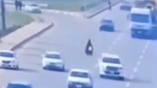 (Final Destination) Woman Not Smart tries Crossing Busy Highway