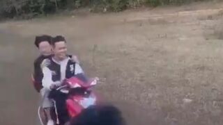 Dumb Jump on a Motorcycle Ends with Man Convulsing Terribly