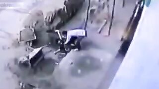 Working Man Hit by Wheelbarrow that Fell Off the Roof