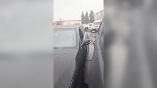 Full Video of Woman Spitting and Harrassing Man who Parked so Close to Her Car , Can you Blame Her?