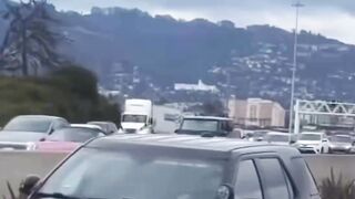 Police Officers shut down a bike takeover on San Francisco’s Bay Bridge