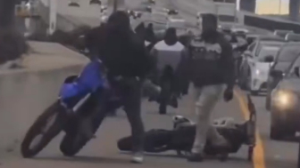 Police Officers shut down a bike takeover on San Francisco’s Bay Bridge