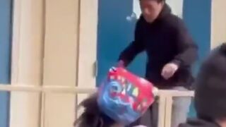 Afro Knocked Out Cold Hanging from his Backpack for Disrespecting Kid's Mom