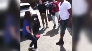 Guy warns Girl he’ll Knock Her Out. She laughs at him. Guy Knocks her out