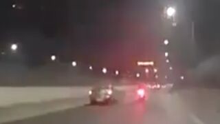 Speeding Motorcyclist on the Highway just Explodes..What's on the Windshield?