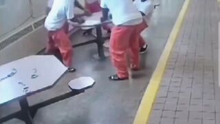 Inside Job: Black Inmates are Helpless to Fight Back Handcuffed to Table, Stabbed by White Boy (See Context)