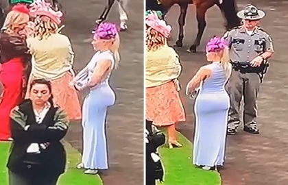 Kentucky Trooper Stopped Dead in his Tracks at the Derby. Lol