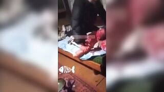 Slavic Girl Beats her Step-Dad like He Beats her Mother