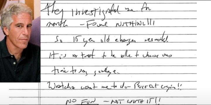 BREAKING: Jeffrey Epstein's alleged su*cide note has been released