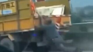 Ha: Police Officer tries Stopping Giant Truck with his Babe Hands